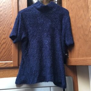 Sparkling blue turtleneck shortsleeved sweater